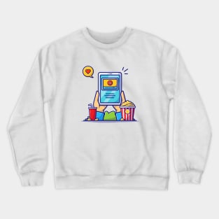 Watching Movie Online Cartoon Vector Icon Illustration Crewneck Sweatshirt